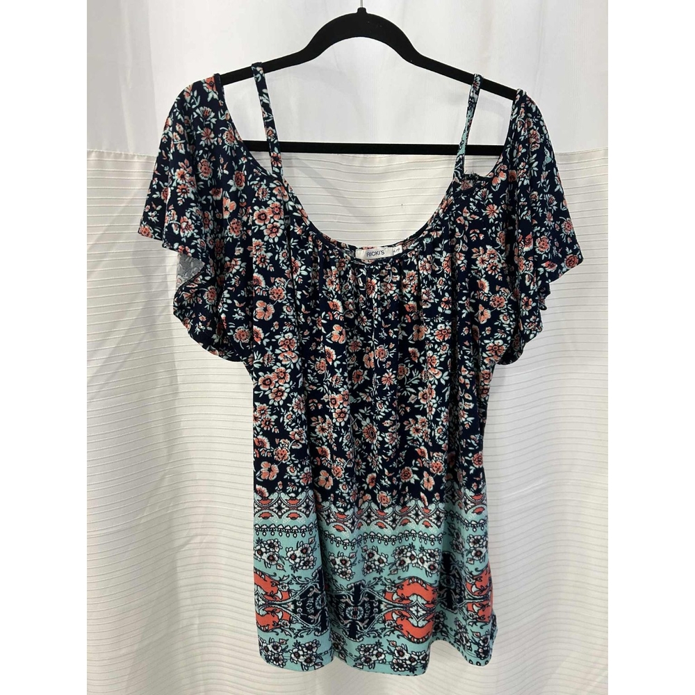 Ricki's Navy and Coral Floral Blouse